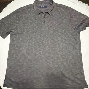Tommy Bahama Mens XXL Striped Cotton Polo Shirt Charcoal Gray Casual